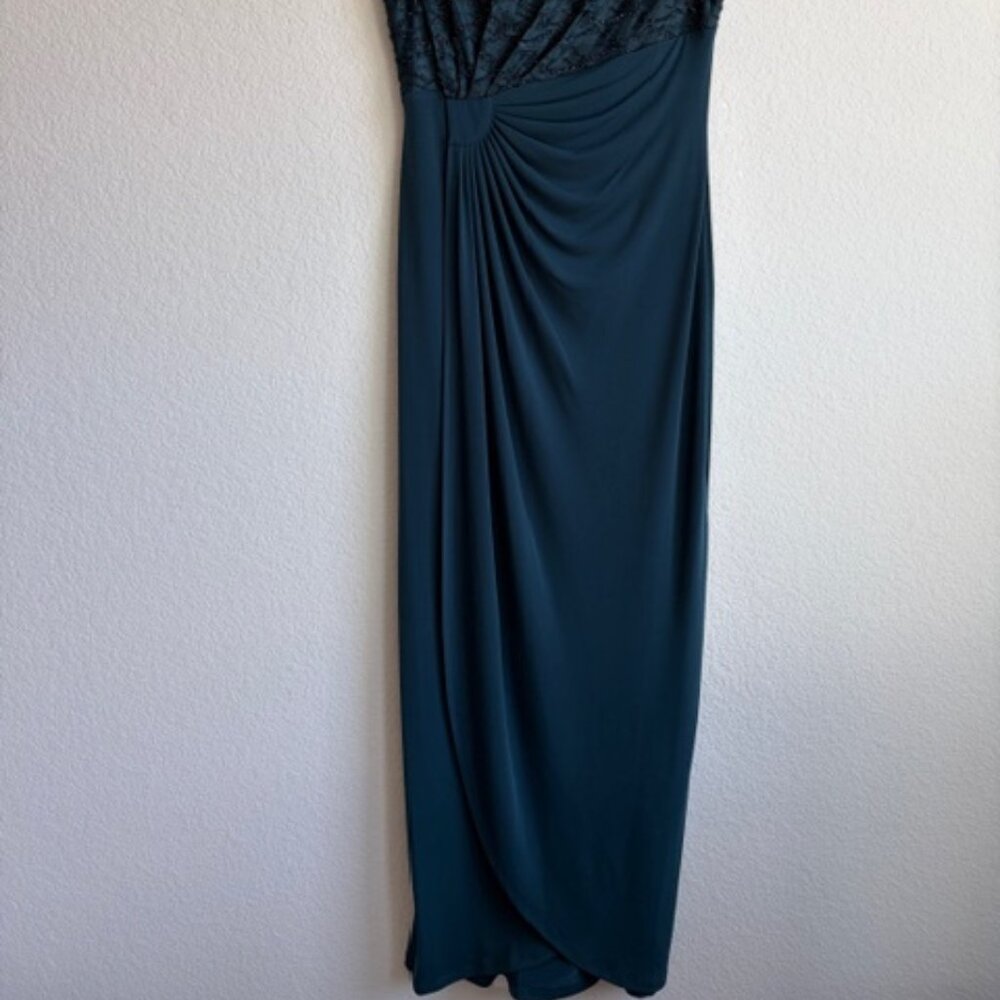 Connected Apparel Dk Green Embellished Evening Gown Size 4 Elegant Gala Formal - Picture 3 of 10